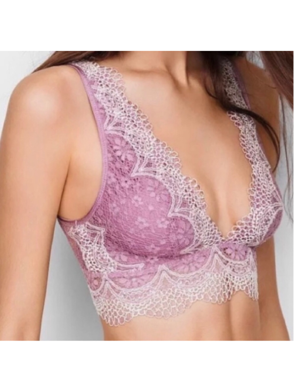 Victoria's Secret Large Lace Bralette Purple White sexy